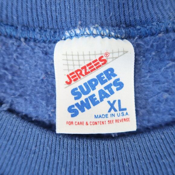 Vintage 90s Johnny Tillotson Blue Classic Car Graphic Sweatshirt XL - Picture 4 of 5